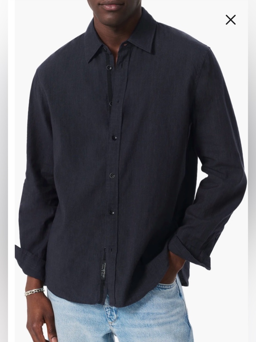 rag&bone Men’s Black Finch Linen Blend Button-Up Shirt Size M